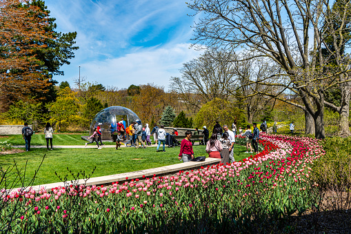 Tourists are enjoying the view of Garden in Hamilton, Ontario, Canada.