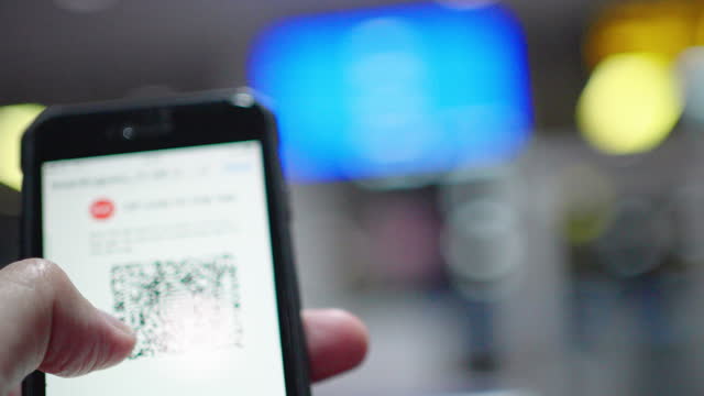 Close-up of Boarding pass on the smartphone