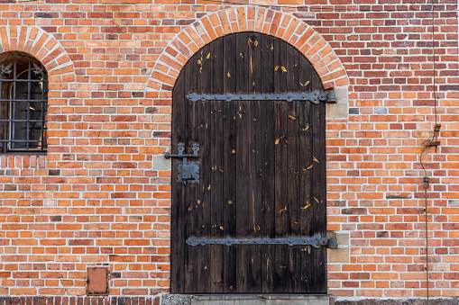 Old wooden door in Gdansk. Poland