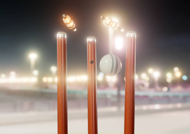 istock Ball Striking Illuminated Cricket Wickets 1504477865