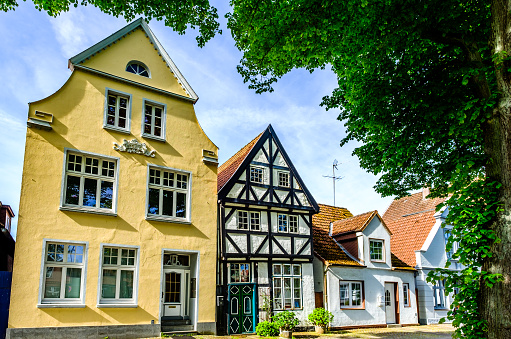 historic buildings at the old town of Travemunde - Germany