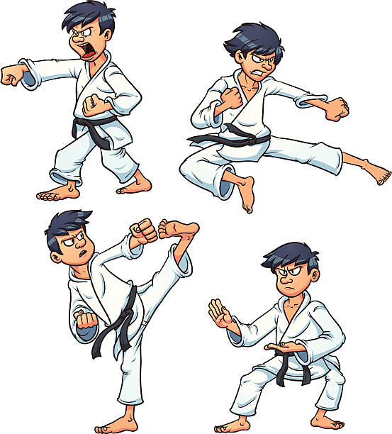 Karate Various karate movements. Vector illustration with simple gradients. Each in a separate layer for easy editing. blackbelt stock illustrations