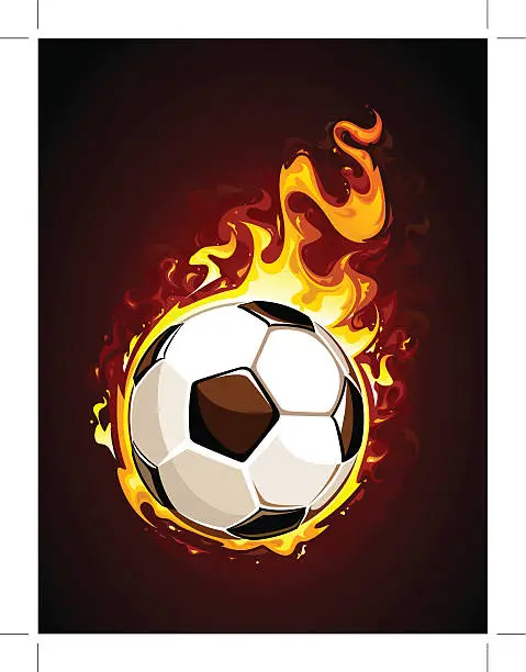 Vector illustration of Burning soccer ball