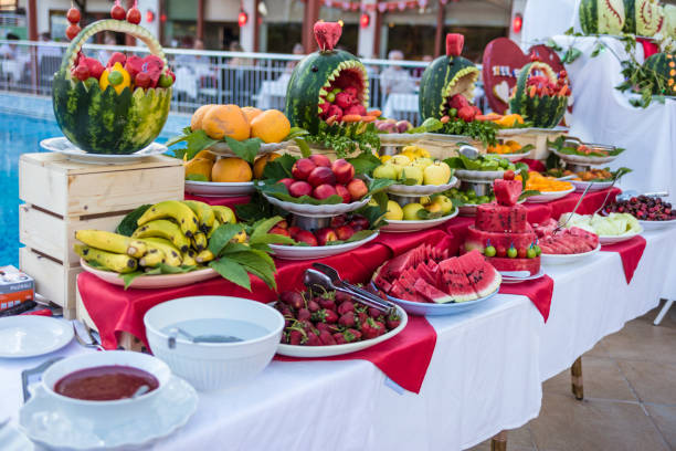open buffet with vegetables