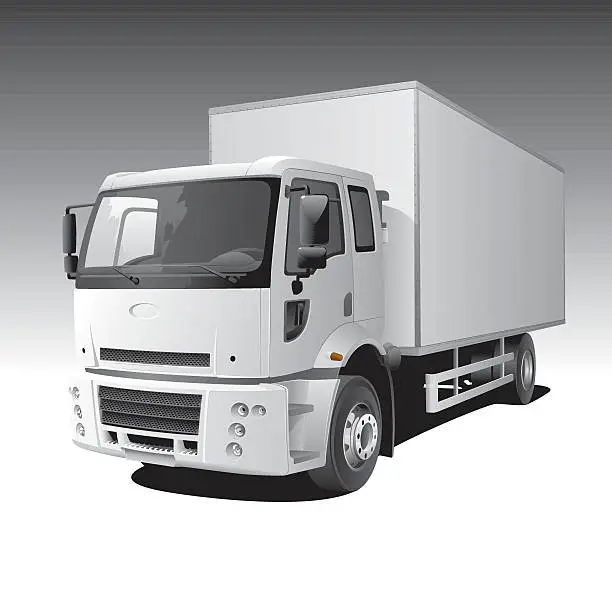 Vector illustration of A white vector lorry on a white background