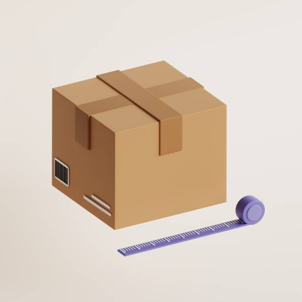 caja de embalaje de cartón. tamaño de la caja del paquete. ilustración de renderizado 3d. - french coin fotografías e imágenes de stock