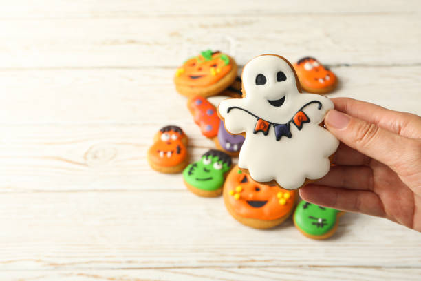 istock Concept of Halloween sweets, funny sweets, space for text 1504521848