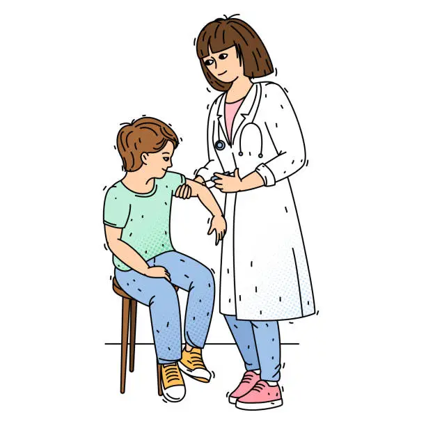 Vector illustration of Children vaccination and for immunity health