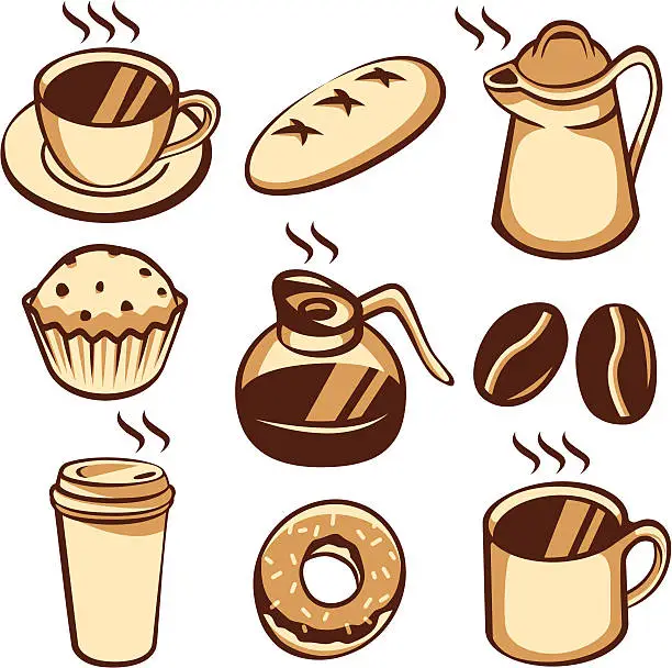 Vector illustration of Coffee and Coffeeshop Elements