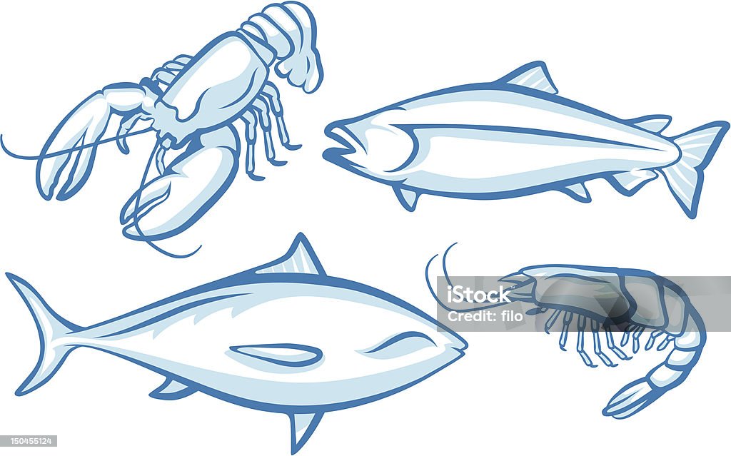 Pescados y mariscos de los animales - arte vectorial de Atún - Pescado libre de derechos