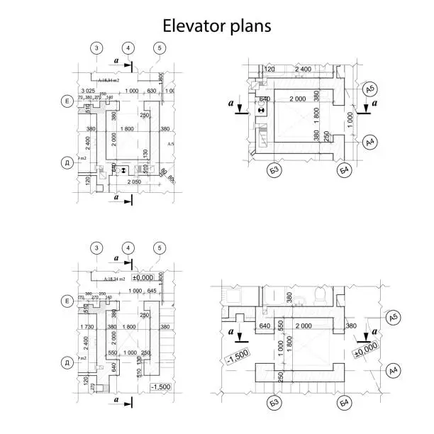 Vector illustration of Vector elevator plans