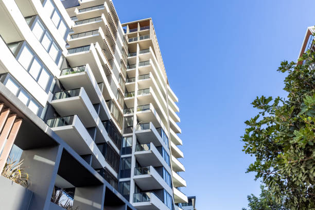 istock Modern apartment buildings, background with copy space 1504572639