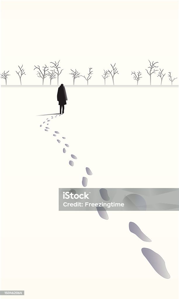 Zima Samotność - Grafika wektorowa royalty-free (Ślad stopy)