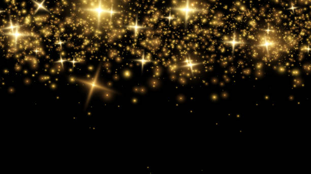 istock Glitter particles effect. Gold glittering Space star dust trail sparkling particles on black background. Stock royalty free vector illustration. 1504651431