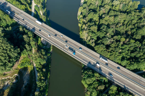 istock Aerial view of a highway bridge 1504656220