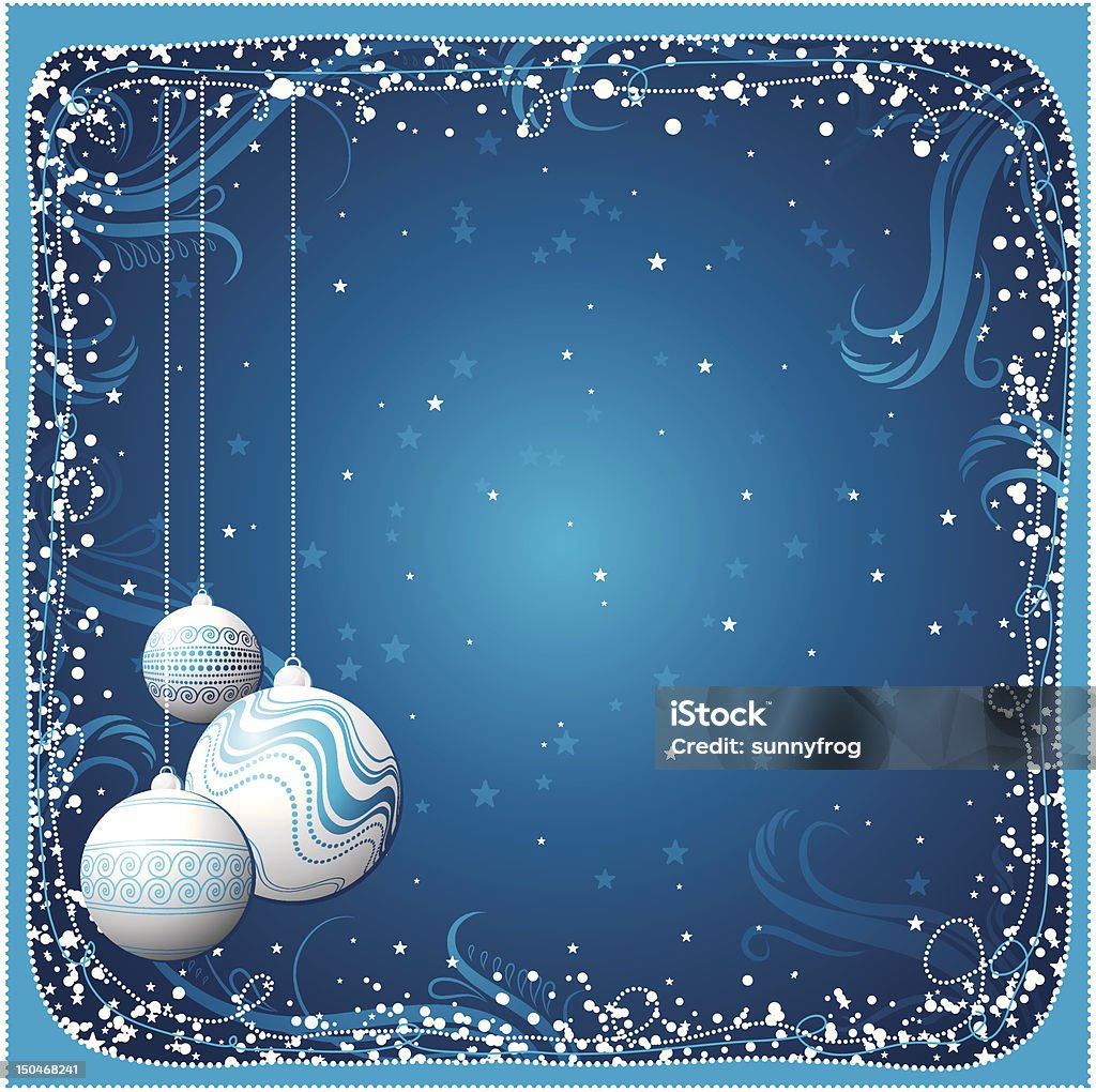 ブルークリスマスカード、ボール - お祝いのロイヤリティフリーベクトルアート