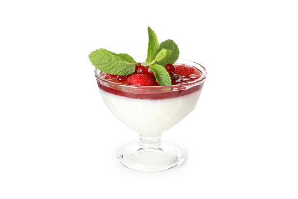 istock Delicious dessert - Panna Cotta, isolated on white background 1504682885