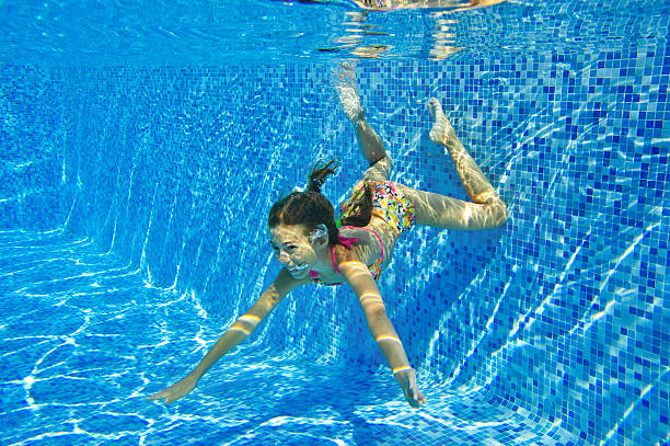istock Happy smiling underwater child in swimming pool 150468515