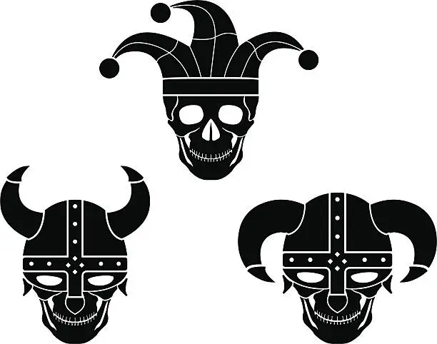 Vector illustration of set of evil skulls