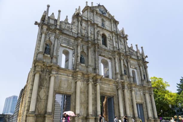 le rovine di san paolo a macao, le rovine di un complesso religioso cattolico del 17 ° secolo - unesco world heritage site macao church stone foto e immagini stock