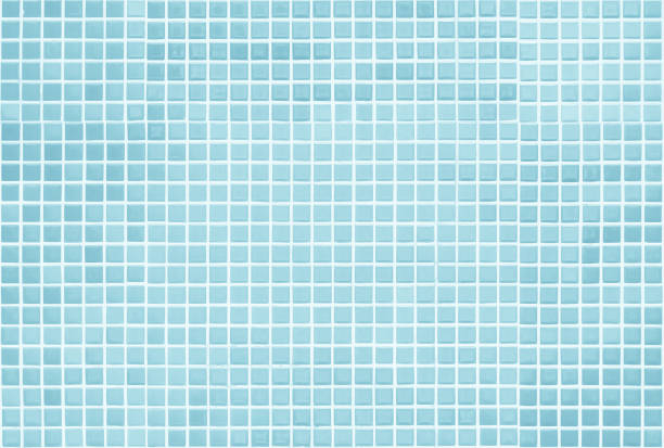 istock Blue light ceramic wall and floor tiles mosaic background in bathroom and kitchen. Design pattern geometric with grid wallpaper texture decoration pool. Simple seamless abstract surface clean. 1504758310