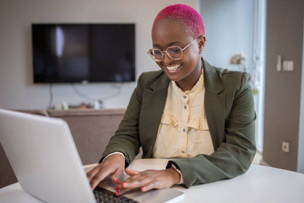 istock Young woman working from home 1504758321