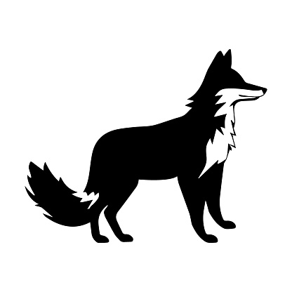 Vector silhouette of a fox in black