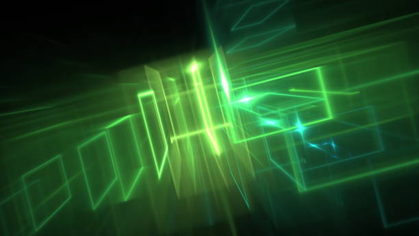 istock New digital technology background, dark neon light, motion blur, fantastical glow. 3d render 1504819089