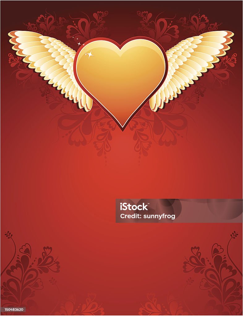 golden heart avec des ailes de poulet - clipart vectoriel de Abstrait libre de droits