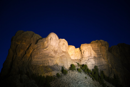 Mount Rushmore monument in South Dakota in the night time