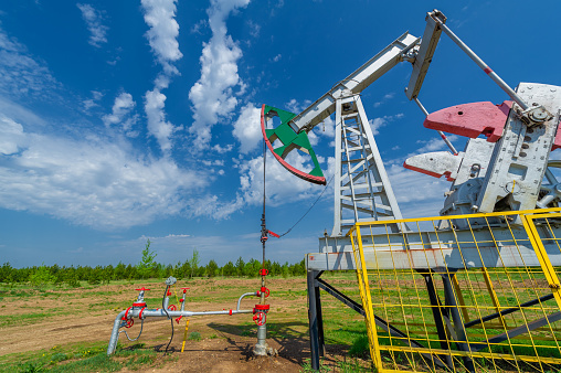 A pumpjack is the overground drive for a reciprocating piston pump in an oil well. The arrangement is commonly used for onshore wells producing little oil. Pumpjacks are common in oil-rich areas