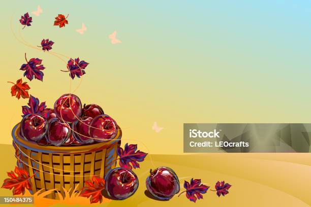 Beautiful Autumn Background Stock Illustration - Download Image Now - Apple - Fruit, Autumn, Basket