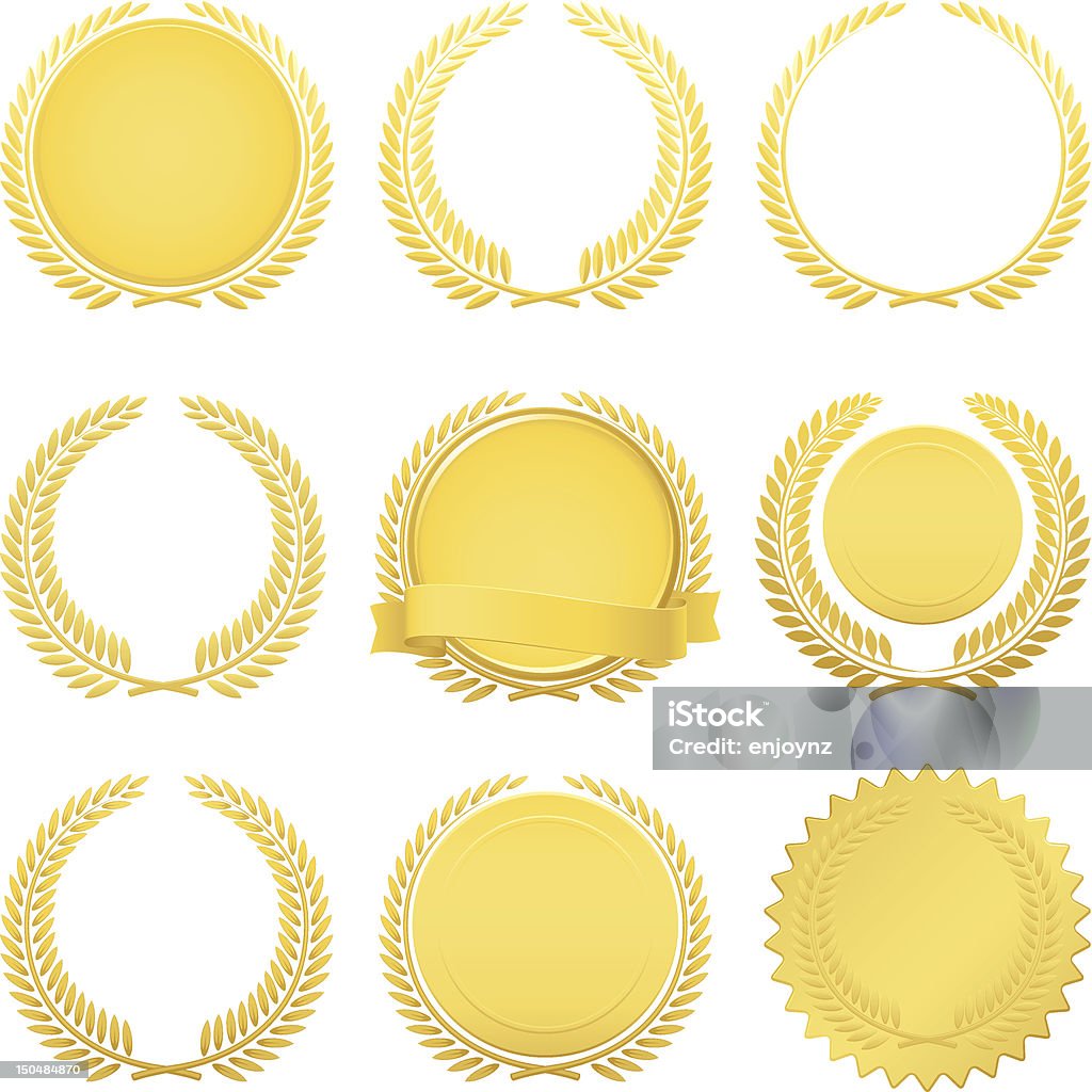 Golden laurel wreaths - arte vectorial de Laurel libre de derechos