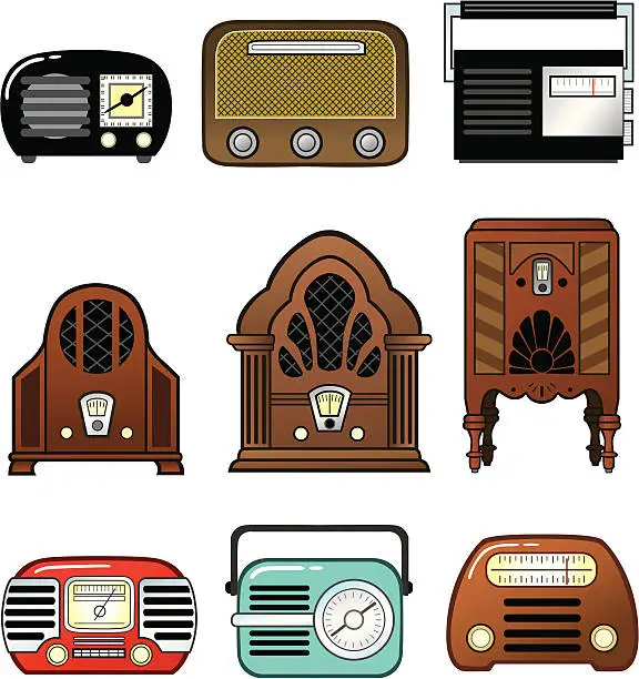 Vector illustration of Vintage Radios