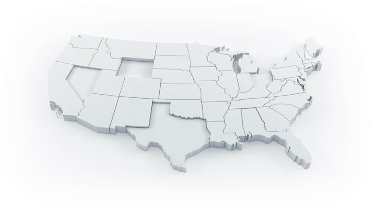 USA map by states. White version.