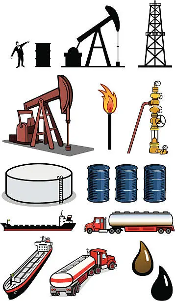 Vector illustration of Oil Industry Icons