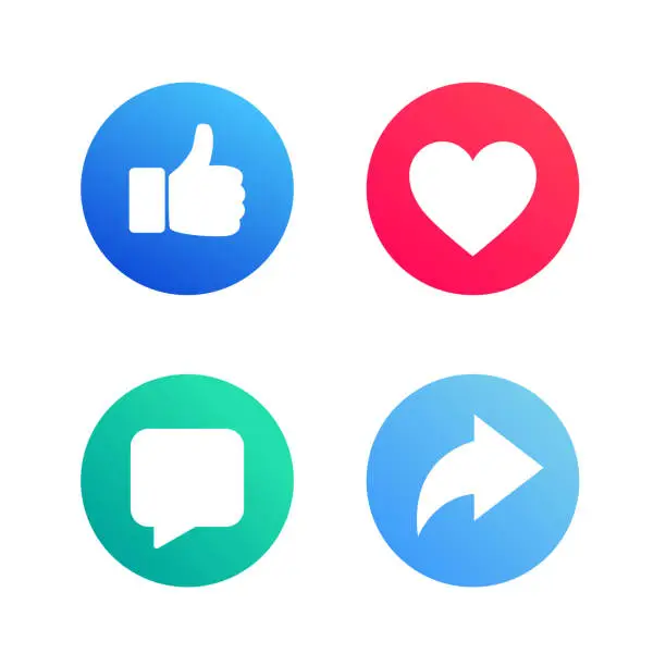 Vector illustration of Like, love, comment, and share icon vector. Social media elements vector icon