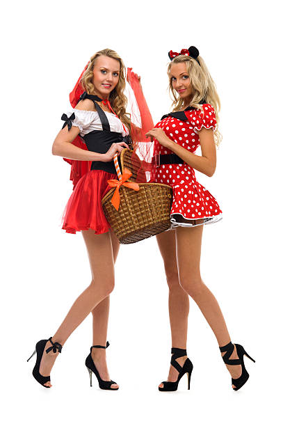 Two women in carnival costume. stock photo