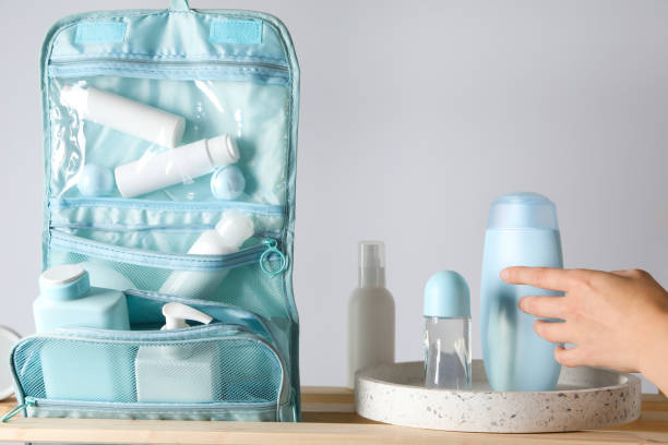 istock Bath accessories, toilet bag for different self care items 1504881893
