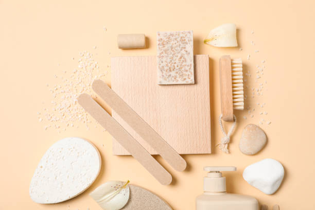 istock Flat lay of creative moodboard composition, top view 1504909588