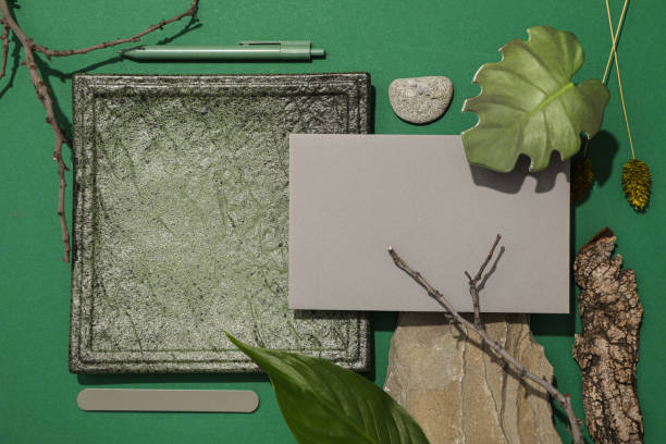 istock Flat lay of creative moodboard composition, top view 1504915463