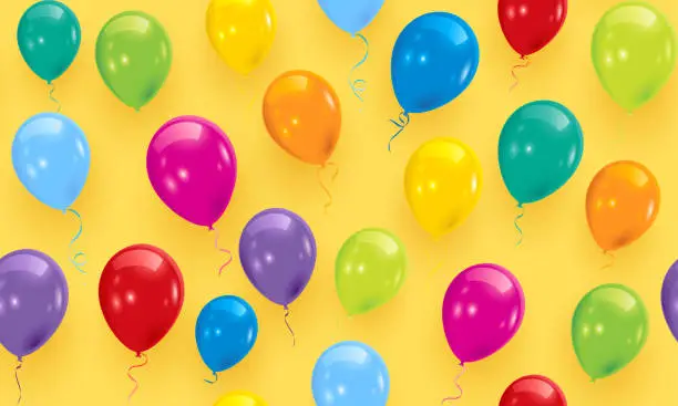 Vector illustration of Seamless birthday balloons on yellow background