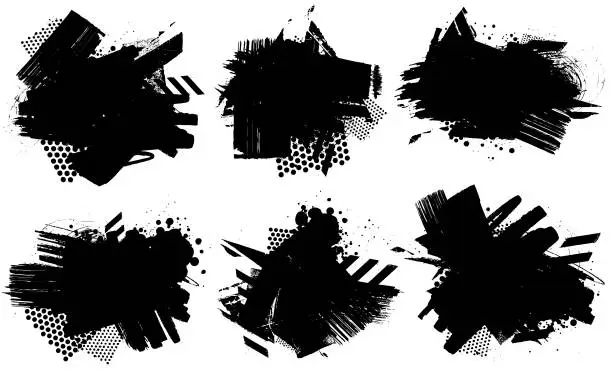 Vector illustration of Abstract black grunge textures and patterns vectors
