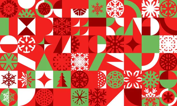 Vector illustration of Seamless red, green and white Christmas pattern wallpaper design