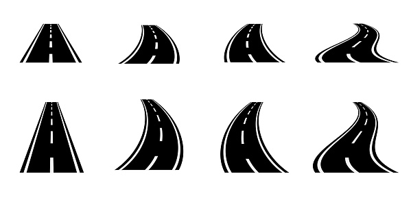 Illustration of road with perspective , curve, way, highway, twisted