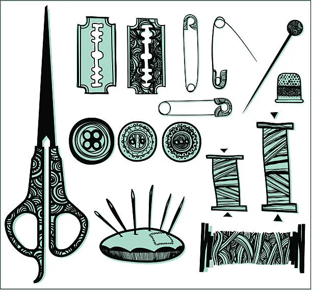 Vector illustration of Sewing Accessories