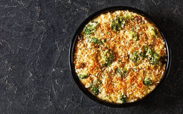 istock tasty Chicken Broccoli mushroom Casserole on dish 1504940218
