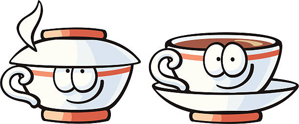 cute foods - cup of tea vector art illustration