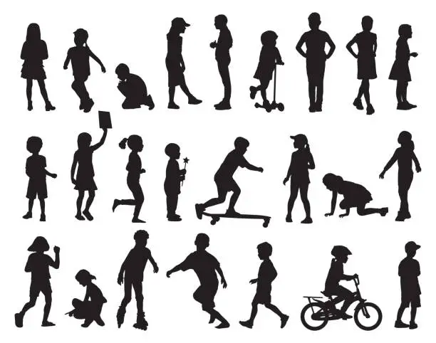 Vector illustration of Children Silhouettes