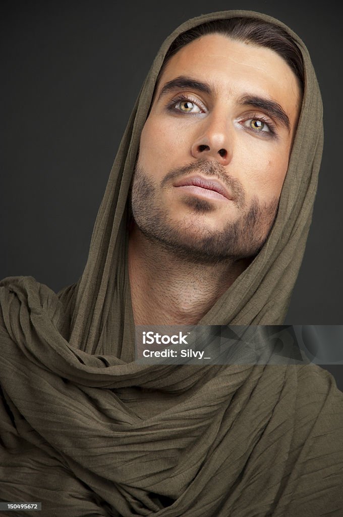 Young men with shawl Beautiful mid age men wearing headscarf with beautiful eyes 20-29 Years Stock Photo